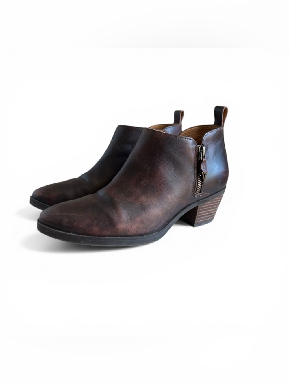 Vionic Cecily Waterproof Leather Ankle Booties Brown Size 7.5